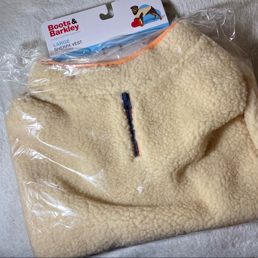 🌻 5/25 Boots & Barkley Sherpa Pet Vest Large Dog Sweater Winter Beige NEW